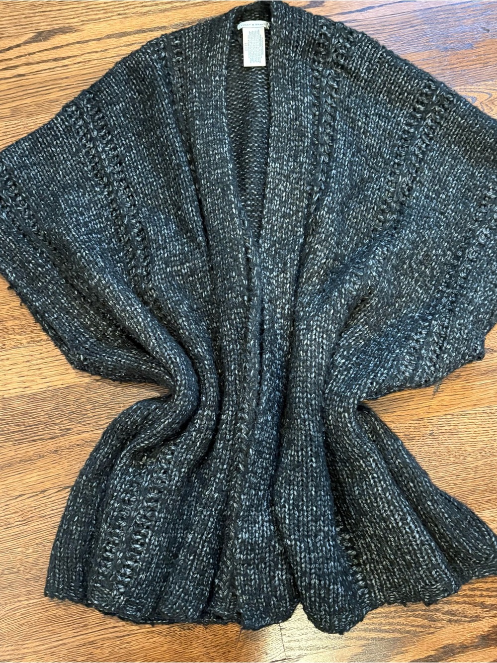 Lucky Brand Black Open Drape Knit Cardigan/Kimono/Shawl